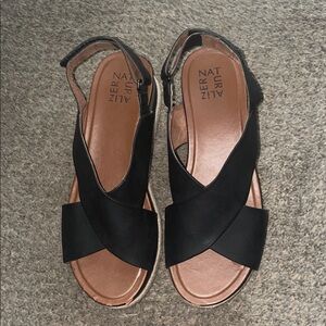 Naturalizer Black Espadrille Platform Sandals Size 9